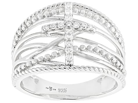 Moissanite Platineve Cross Ring 0.15ctw DEW