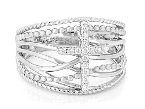 Moissanite Platineve Cross Ring 0.15ctw DEW
