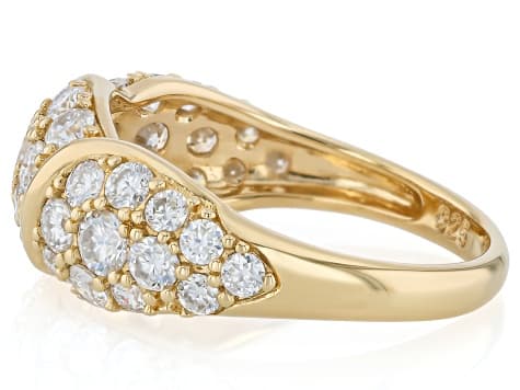 Moissanite 14k Yellow Gold Over Silver Cluster Ring 1.79ctw DEW.
