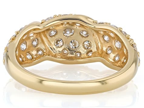 Moissanite 14k Yellow Gold Over Silver Cluster Ring 1.79ctw DEW.