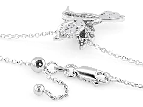 Moissanite And Black Spinel Platineve Humming Bird Pendant 0.71ctw DEW.