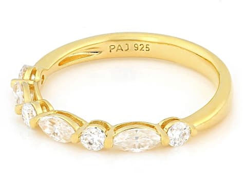 Moissanite 14k Yellow Gold Over Sterling Silver Band Ring 0.66ctw DEW