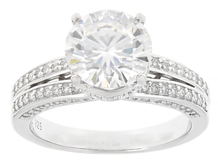 Moissanite Platineve Engagement Ring 3.85ctw DEW