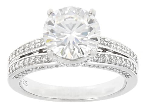 Moissanite Platineve Engagement Ring 3.85ctw DEW