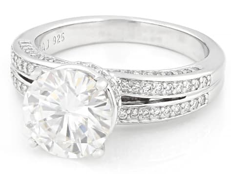 Moissanite Platineve Engagement Ring 3.85ctw DEW