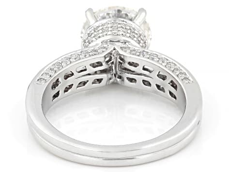 Moissanite Platineve Engagement Ring 3.85ctw DEW