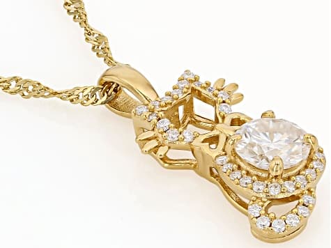 Moissanite 14k Yellow Gold Over Silver Cat Pendant 1.16ctw DEW
