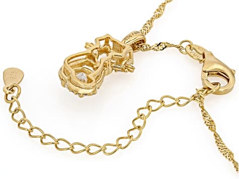 Moissanite 14k Yellow Gold Over Silver Cat Pendant 1.16ctw DEW