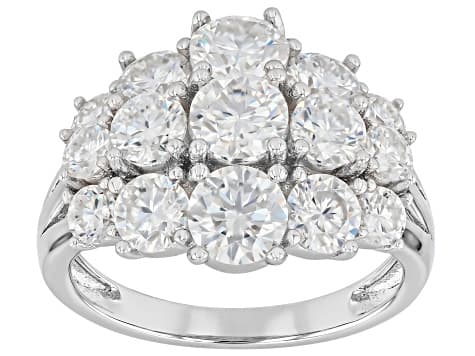Moissanite Platineve Multirow Ring 3.48ctw DEW