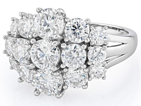 Moissanite Platineve Multirow Ring 3.48ctw DEW