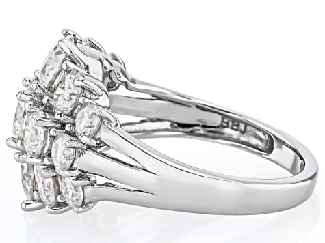 Moissanite Platineve Multirow Ring 3.48ctw DEW