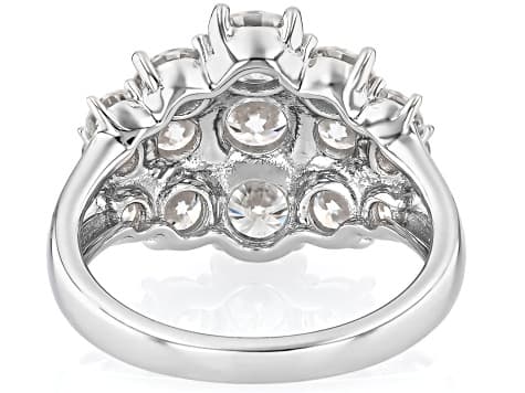 Moissanite Platineve Multirow Ring 3.48ctw DEW