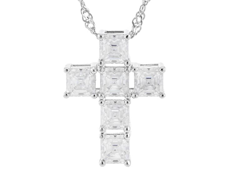Moissanite Platineve Cross Pendant 2.22ctw DEW