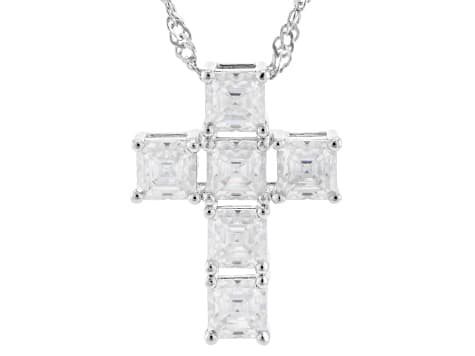 Moissanite Platineve Cross Pendant 2.22ctw DEW