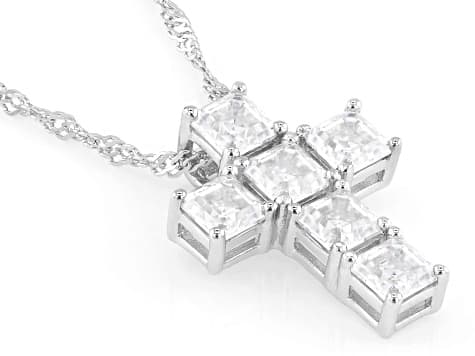 Moissanite Platineve Cross Pendant 2.22ctw DEW