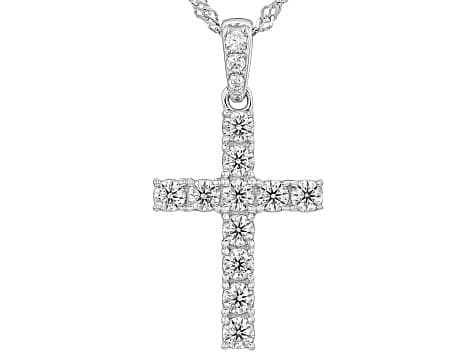 Moissanite Platineve Cross Pendant with Chain 1.17ctw DEW