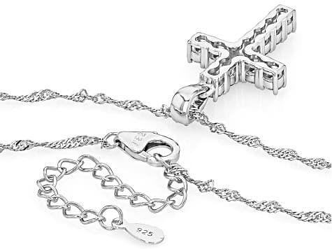 Moissanite Platineve Cross Pendant with Chain 1.17ctw DEW