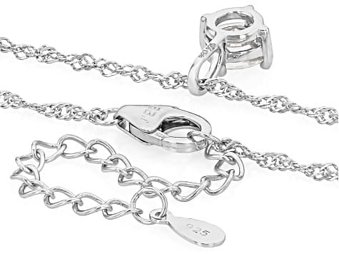 Moissanite Platineve Solitaire Pendant with Chain 0.80ct DEW