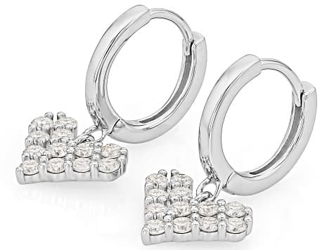 Moissanite Platineve Heart Earrings 0.72ctw DEW