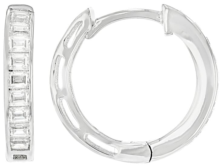 Moissanite Baguette Platineve Huggie Earrings 0.54ctw DEW