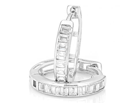 Moissanite Baguette Platineve Huggie Earrings 0.54ctw DEW