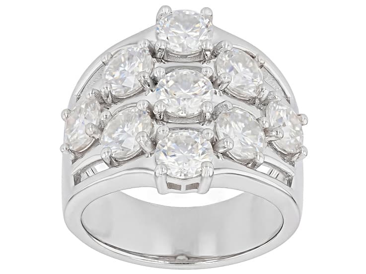 Moissanite Platineve Cluster Ring 4.50ctw DEW.