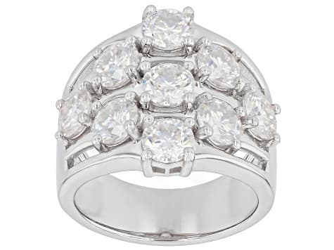 Moissanite Platineve Cluster Ring 4.50ctw DEW.