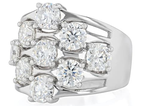 Moissanite Platineve Cluster Ring 4.50ctw DEW.