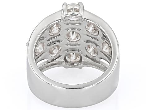 Moissanite Platineve Cluster Ring 4.50ctw DEW.