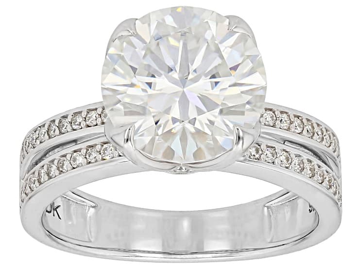 Moissanite Platineve Engagement Ring 4.36ctw DEW.