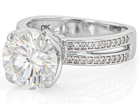 Moissanite Platineve Engagement Ring 4.36ctw DEW.