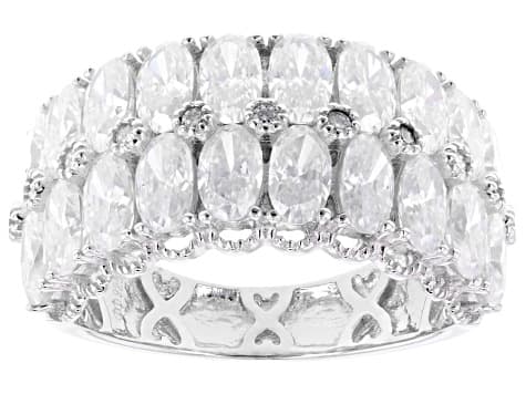 Moissanite Oval and Round Platineve Multi-row Ring 5.31ctw DEW