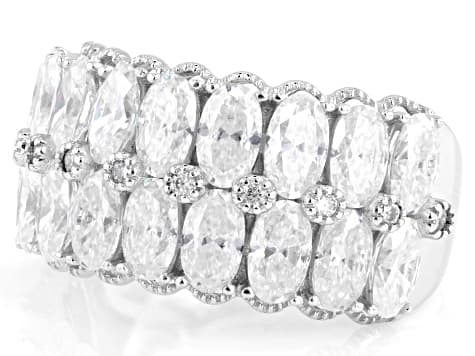 Moissanite Oval and Round Platineve Multi-row Ring 5.31ctw DEW
