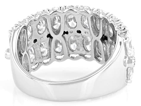 Moissanite Oval and Round Platineve Multi-row Ring 5.31ctw DEW