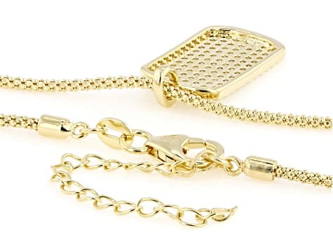 Moissanite 14k Yellow Gold Over Silver Dog Tag Pendant and Chain 1.26ctw DEW