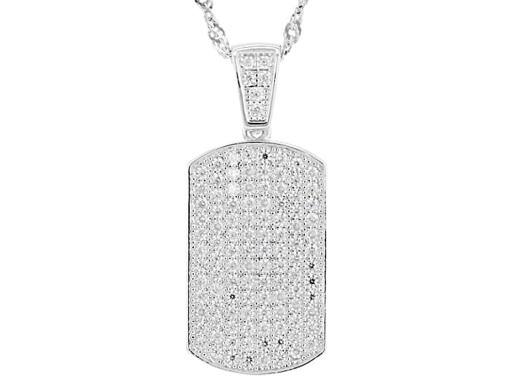 Moissanite Platineve Dog-tag Pendant 1.48ctw DEW