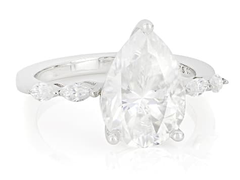 Pear and Marquise Moissanite Platineve Engagement Ring 5.28ctw DEW