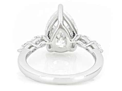 Pear and Marquise Moissanite Platineve Engagement Ring 5.28ctw DEW