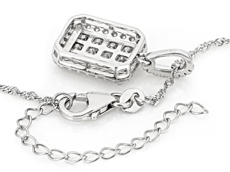 Moissanite Platineve Halo Pendant with Chain 1.79ctw DEW