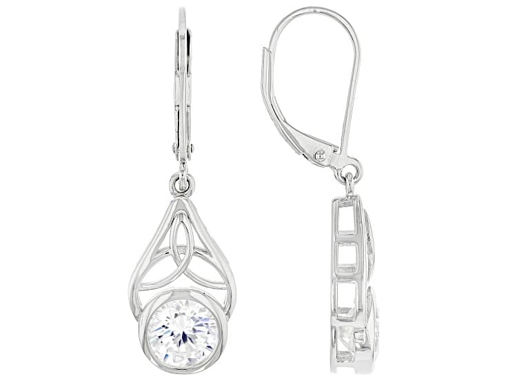Moissanite Platineve Solitaire Earrings 2.40ctw DEW.