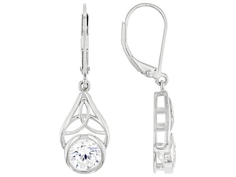 Moissanite Platineve Solitaire Earrings 2.40ctw DEW.