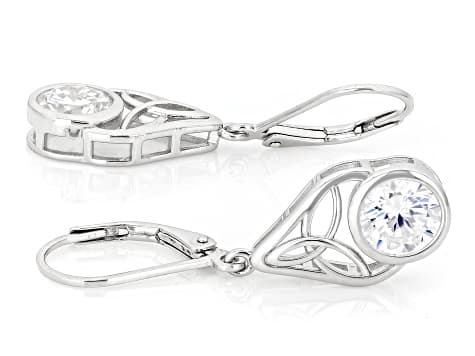 Moissanite Platineve Solitaire Earrings 2.40ctw DEW.