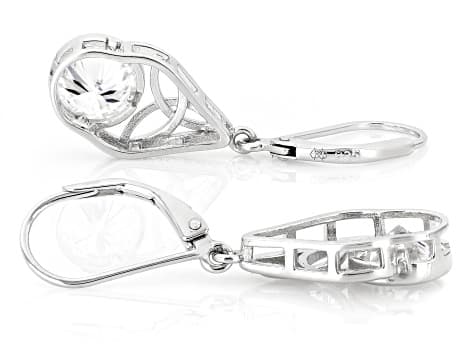 Moissanite Platineve Solitaire Earrings 2.40ctw DEW.