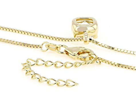 Square Cushion Moissanite 14k Yellow Gold Over Silver Solitaire Pendant with Box Chain 2.00ct DEW