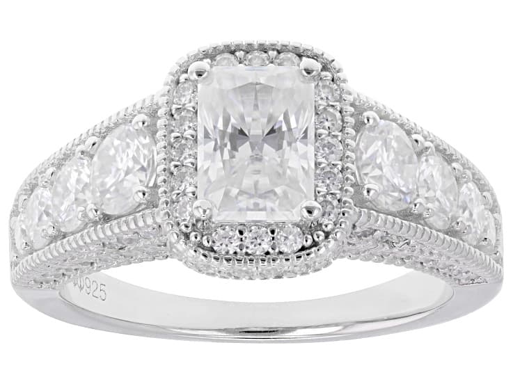 Moissanite Platineve Engagement Ring 3.16ctw DEW
