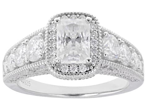 Moissanite Platineve Engagement Ring 3.16ctw DEW