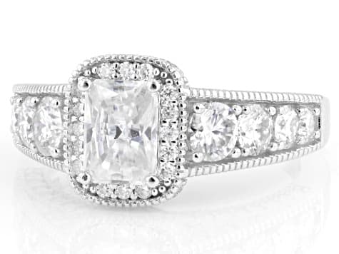 Moissanite Platineve Engagement Ring 3.16ctw DEW