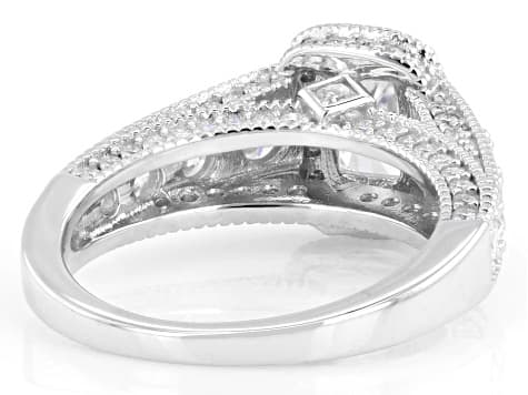 Moissanite Platineve Engagement Ring 3.16ctw DEW