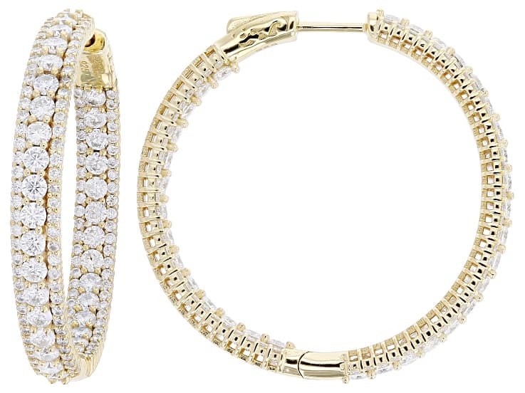 Moissanite 14k Yellow Gold Over Silver Inside-Out Hoop Earrings 6.44ctw DEW.