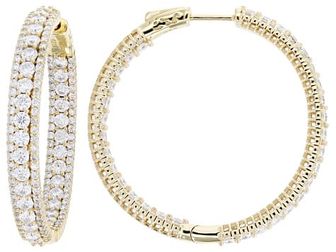 Moissanite 14k Yellow Gold Over Silver Inside-Out Hoop Earrings 6.44ctw DEW.